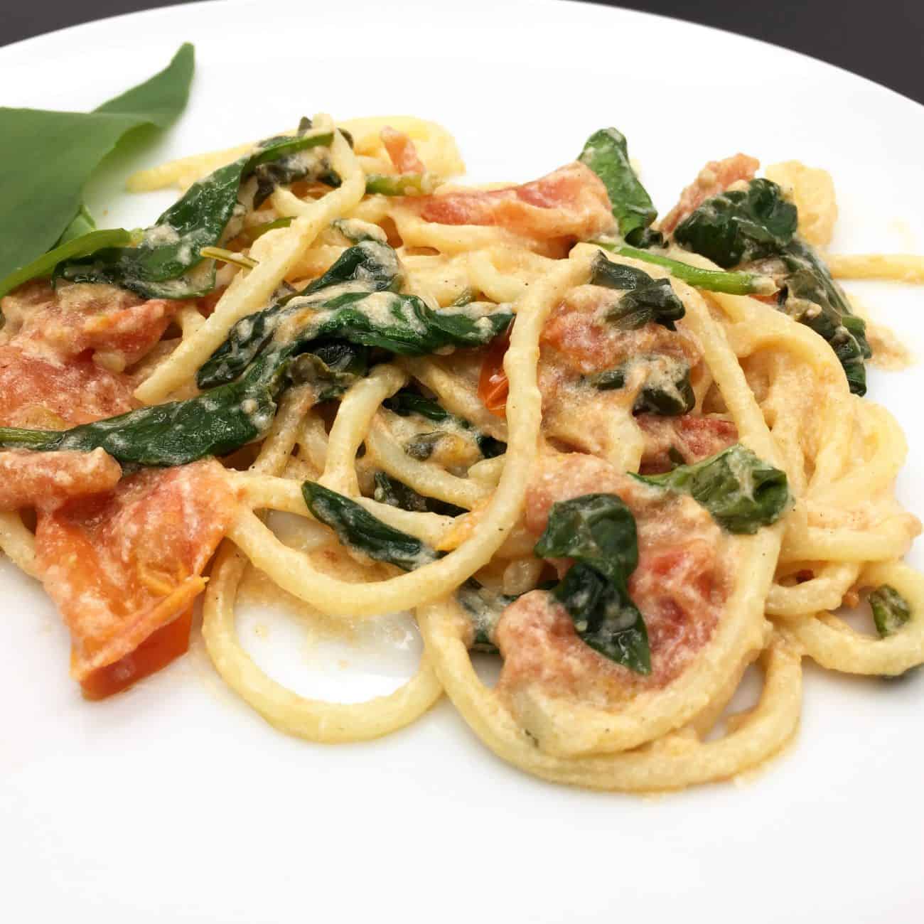 Tomato, Spinach and Ricotta Spaghetti